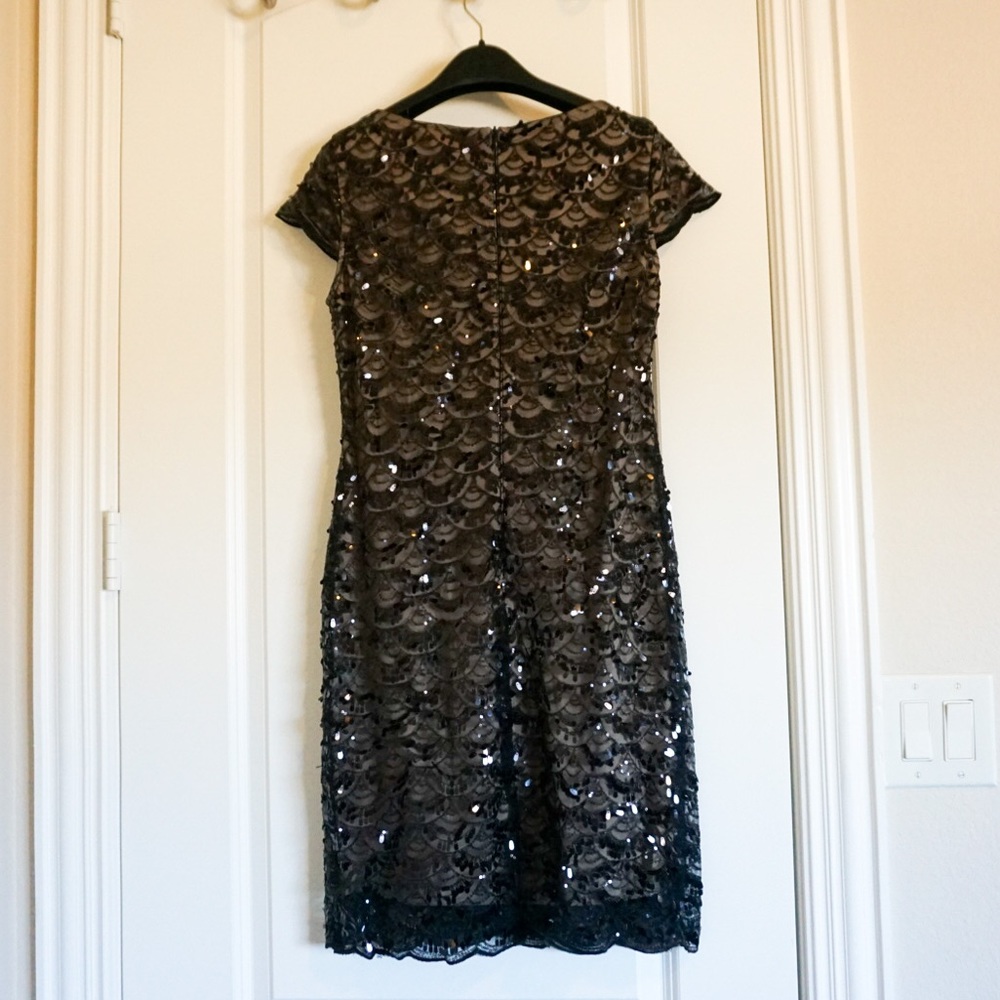 Jessica Howard Black & Tan Cap Sleeve Sequin Dress - Picture 3 of 3